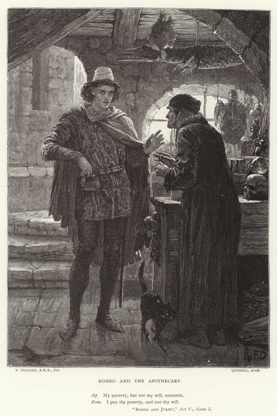 Romeo and the Apothecary, Romeo and Juliet, Act V, Scene I by Frank Dicksee